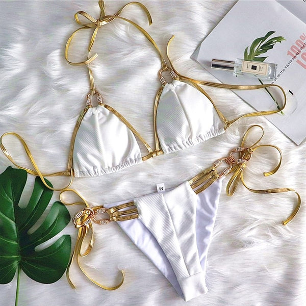 Conjunto de Biquíni com Bojo Semi fio Dental