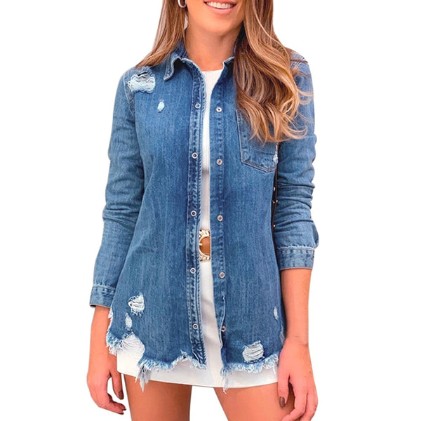 Jaqueta Jeans Alongada