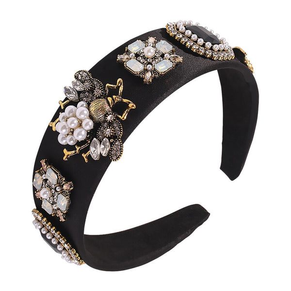 Tiara Grossa de Cetim com Cristal e Diamantes
