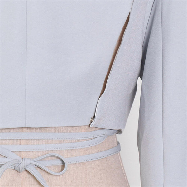 Cropped Blazer and Short Pleated Skirt Set 