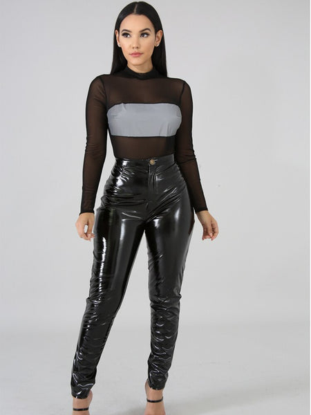 Calça Verniz Vinil Skinny Cintura Alta
