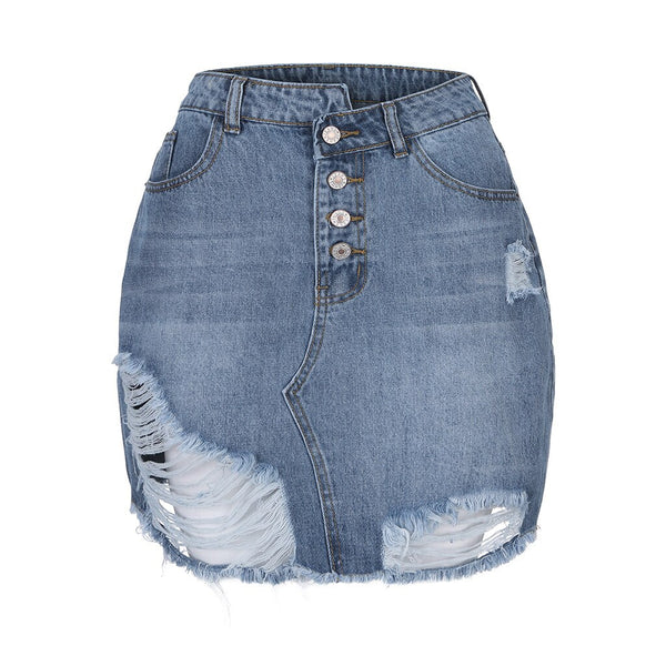 Short Asymmetrical and Customized Jean Skirt