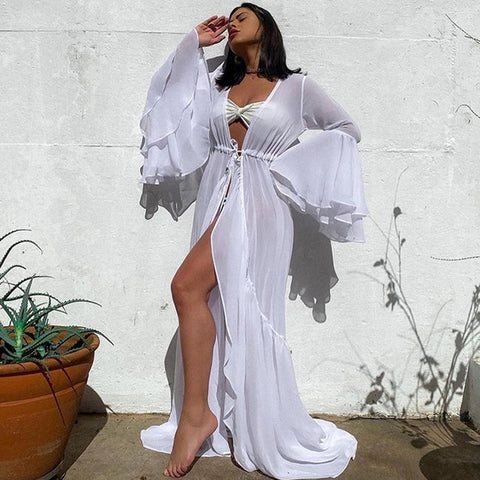 Transparent Long Sleeve Beach Cover-up