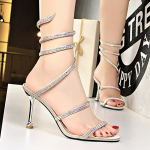 Thin High Heel Spiral Sandal