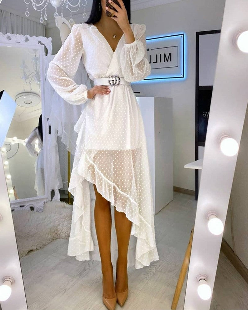Vestido Longo Envoltório Manga Longa