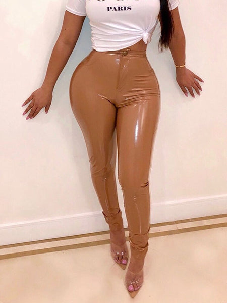 Calça Verniz Vinil Skinny Cintura Alta