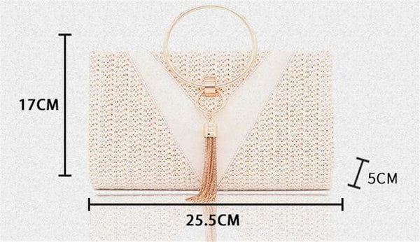 Bolsa Pequena de Mão Tecelagem Alça de Metal