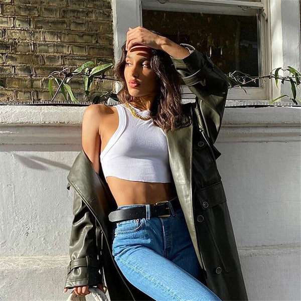White Ribbed Knit Sleeveless Crop Top