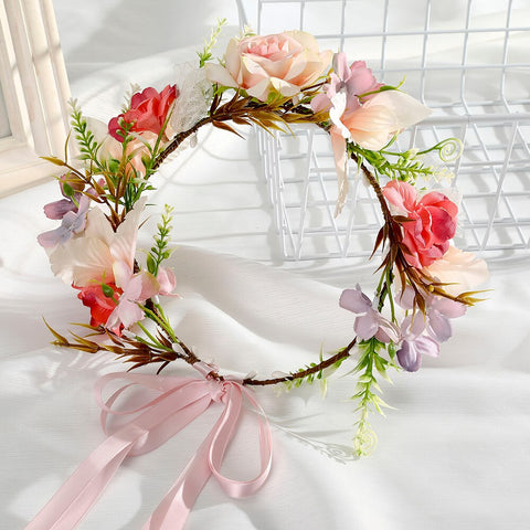 Coroa de Flores Acessório de Cabelo Rosê