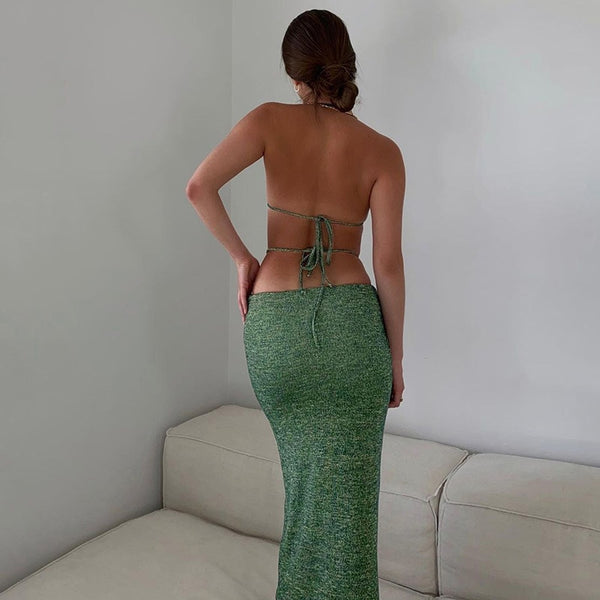 Conjunto Top Curto e Saia Midi com Cordão de Regulagem