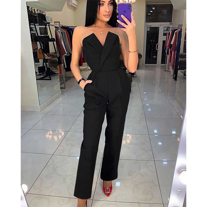 Strapless Jumpsuit with V-neckline