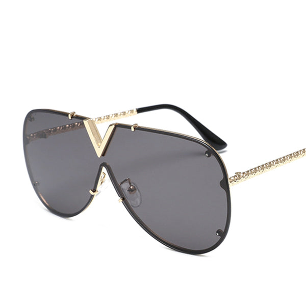 Óculos de Sol Feminino Grande Redondo Designer em V