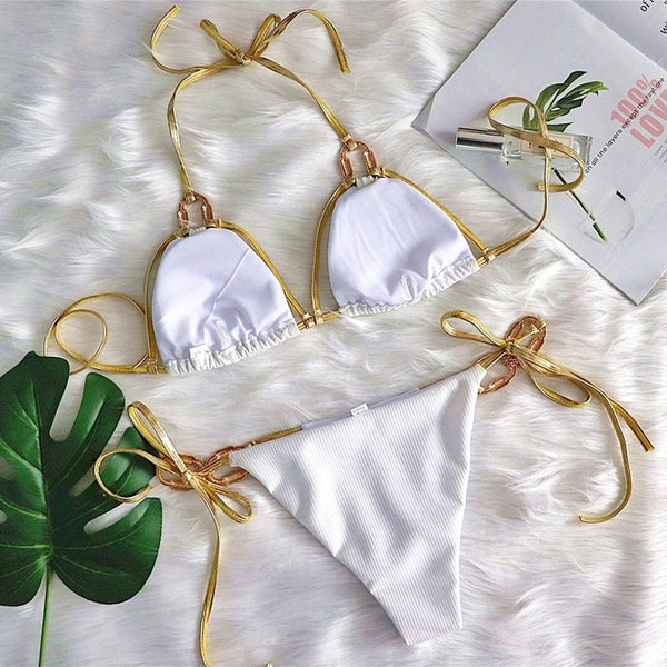 Conjunto de Biquíni com Bojo Semi fio Dental
