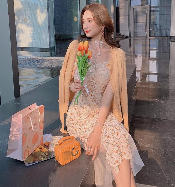 Vestido Midi Floral com Renda Creme