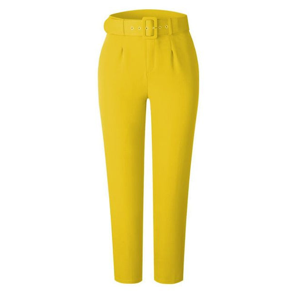 Calça Social Solta Skinny Cintura Alta com Cinto