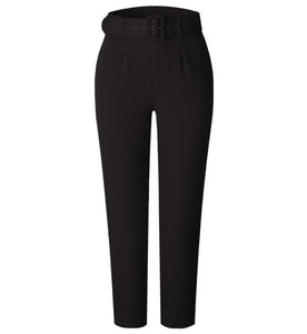 Calça Social Solta Skinny Cintura Alta com Cinto