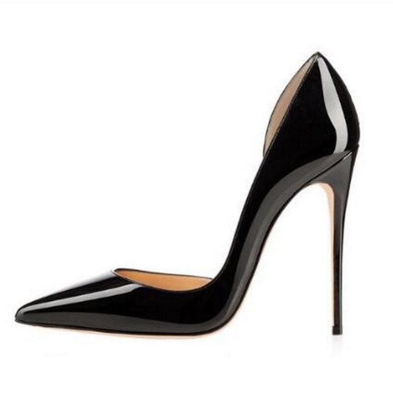 Scarpin Verniz Salto Alto Fino com Abertura Lateral