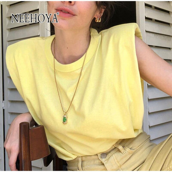Blusa Solta sem Mangas com Gola Redonda