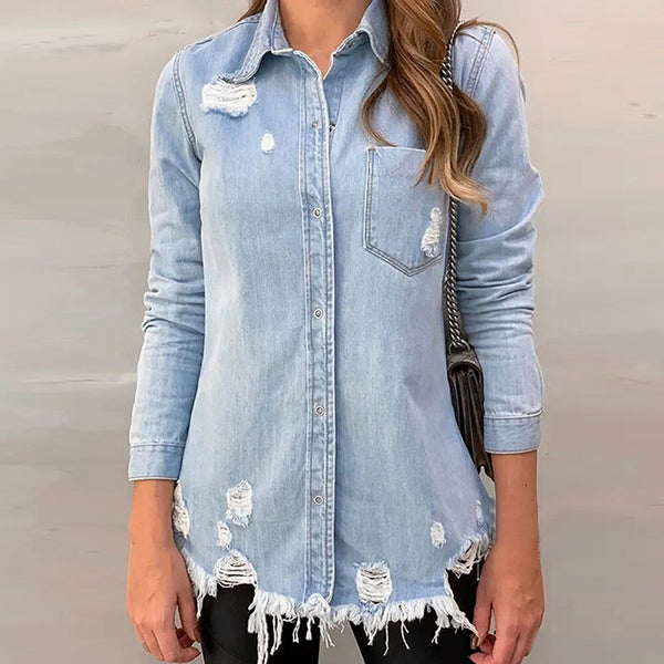Jaqueta Jeans Alongada