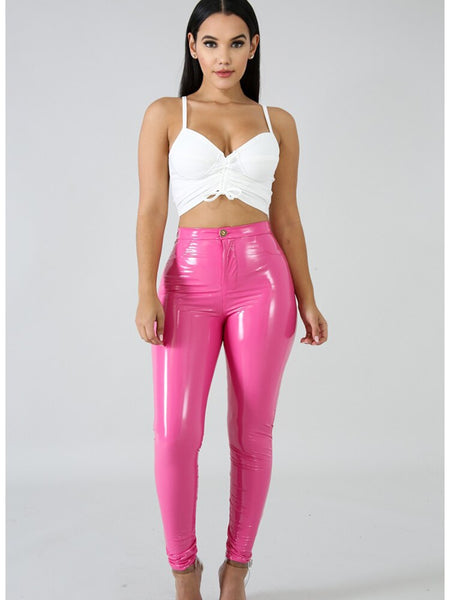 Calça Verniz Vinil Skinny Cintura Alta