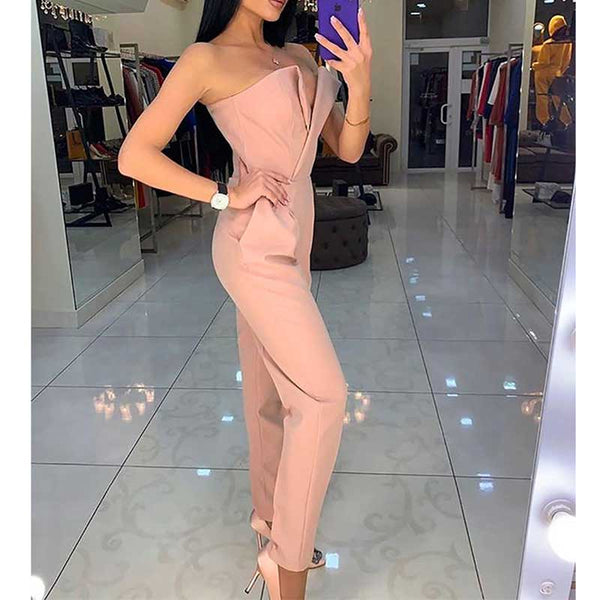Strapless Jumpsuit with V-neckline