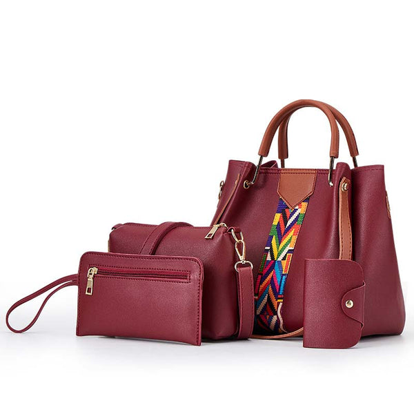Bolsa Grande de Couro Kit 3 Peças