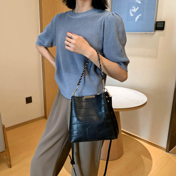 Bolsa de Couro Pequena com Dupla Alça