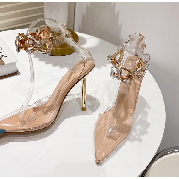 High Heel Pumps with Diamond Chain 