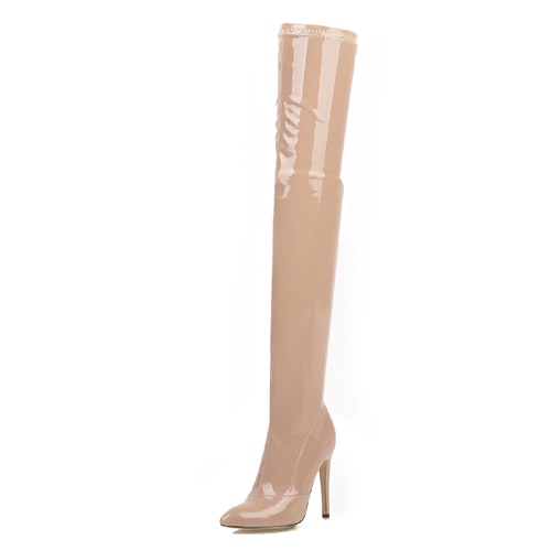 Bota Over The Knee Verniz Salto Alto Fino