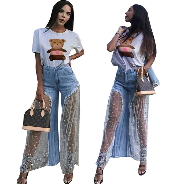 Calça Jeans Customizada com Renda