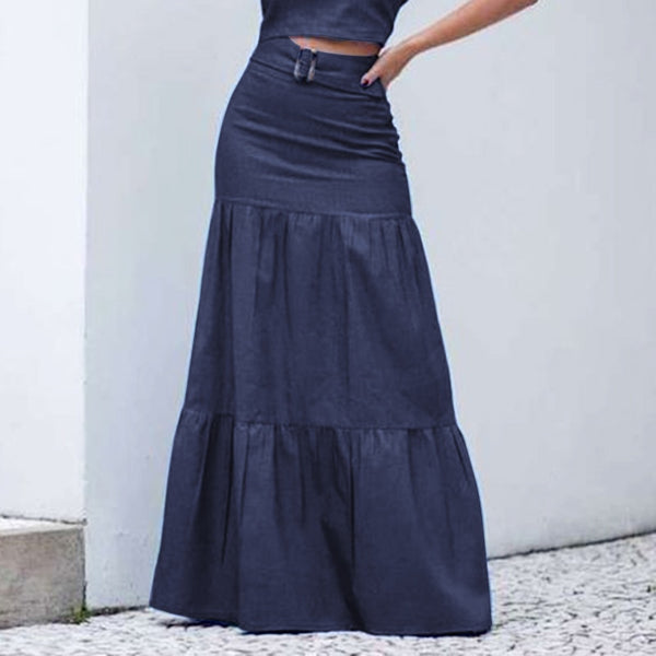 Saia Jeans Longa Chiffon
