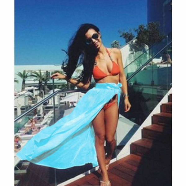 Long Tulle Skirt with Tie-Up Beach Cover-up