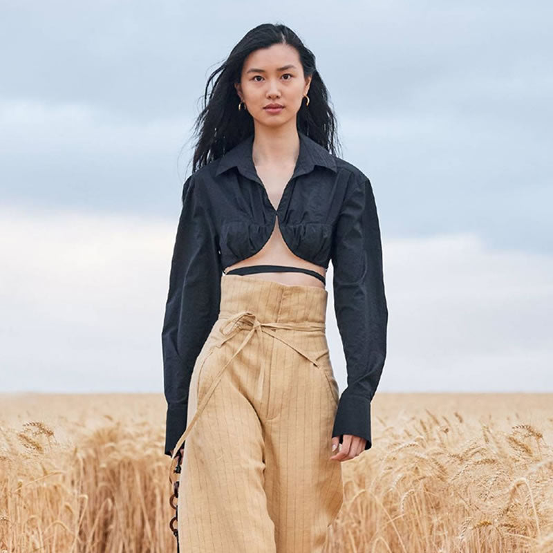 Long Sleeve Cropped Shirt with Tie