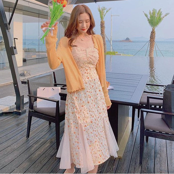 Vestido Midi Floral com Renda Creme