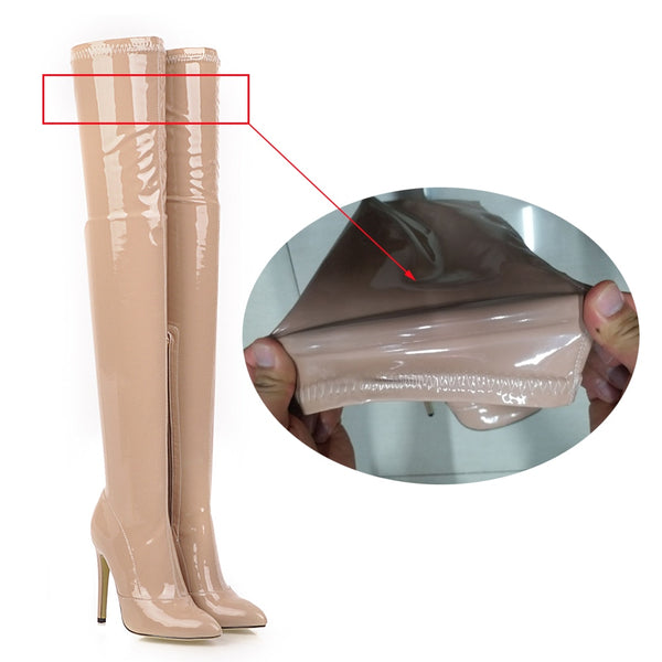 Bota Over The Knee Verniz Salto Alto Fino