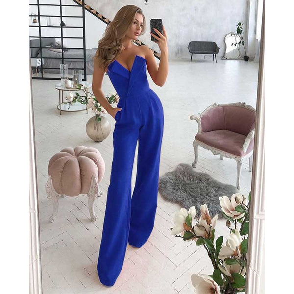 Strapless Jumpsuit with V-neckline