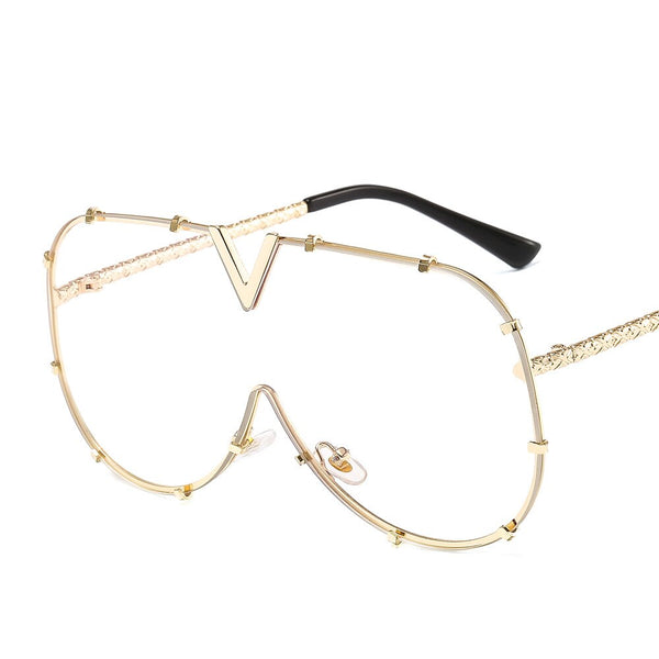 Óculos de Sol Feminino Grande Redondo Designer em V
