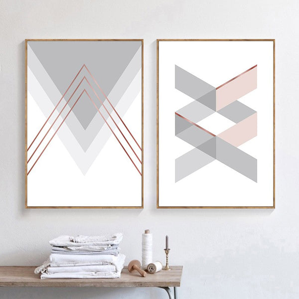 Pintura em Tela Folha Nórdico Geométrico Abstrato