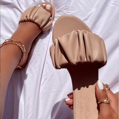 Non-Slip Leather Flat Flip Flops