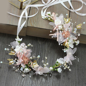 Coroa de Flores Videira Trançada Acessório de Cabelo