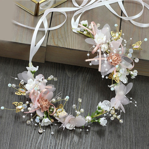 Coroa de Flores Videira Trançada Acessório de Cabelo