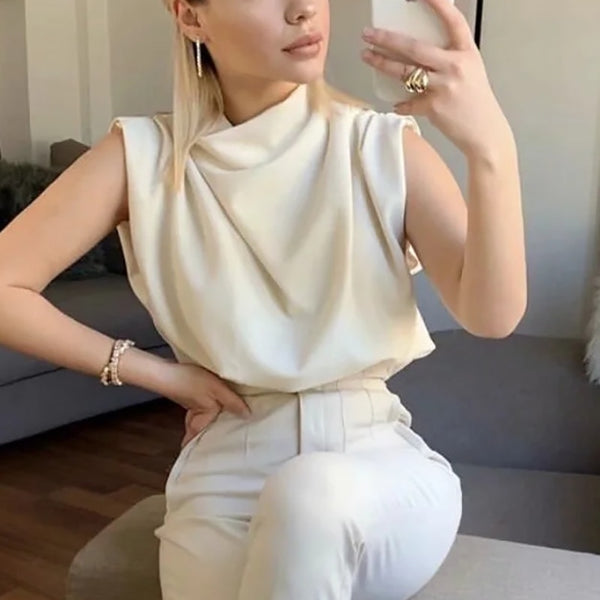Blusa Gola Alta Solta sem Mangas