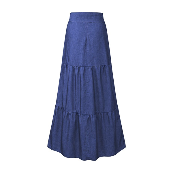 Saia Jeans Longa Chiffon