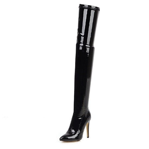 Bota Over The Knee Verniz Salto Alto Fino