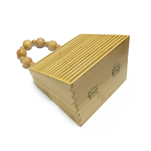 Bolsa Pequena de Mão Praia em Bambu e Madeira
