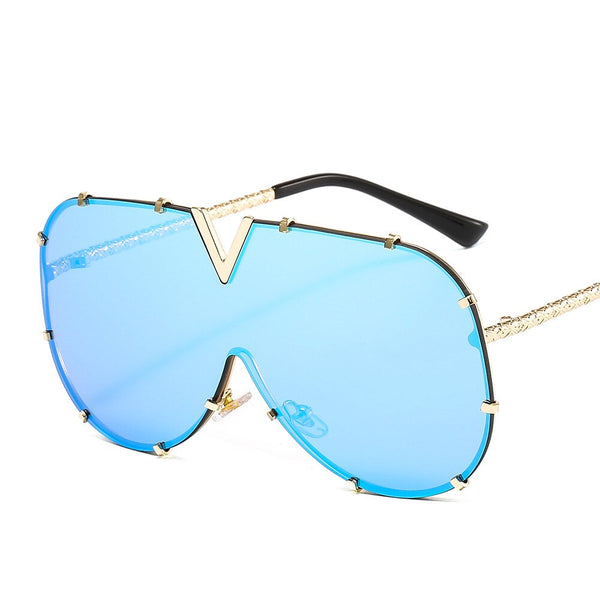 Óculos de Sol Feminino Grande Redondo Designer em V