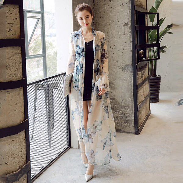 Camisa Kimono em Tule Floral