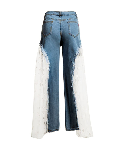 Calça Jeans Customizada com Renda