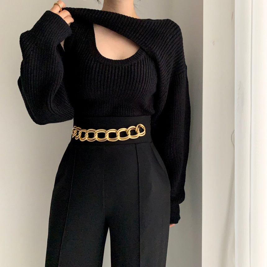 Conjunto de Lã Casaco e Regata