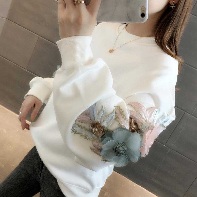 Blusa de Moletom Manga Longa Bordada